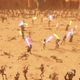 Jedi fighting battle droids in an arena.
